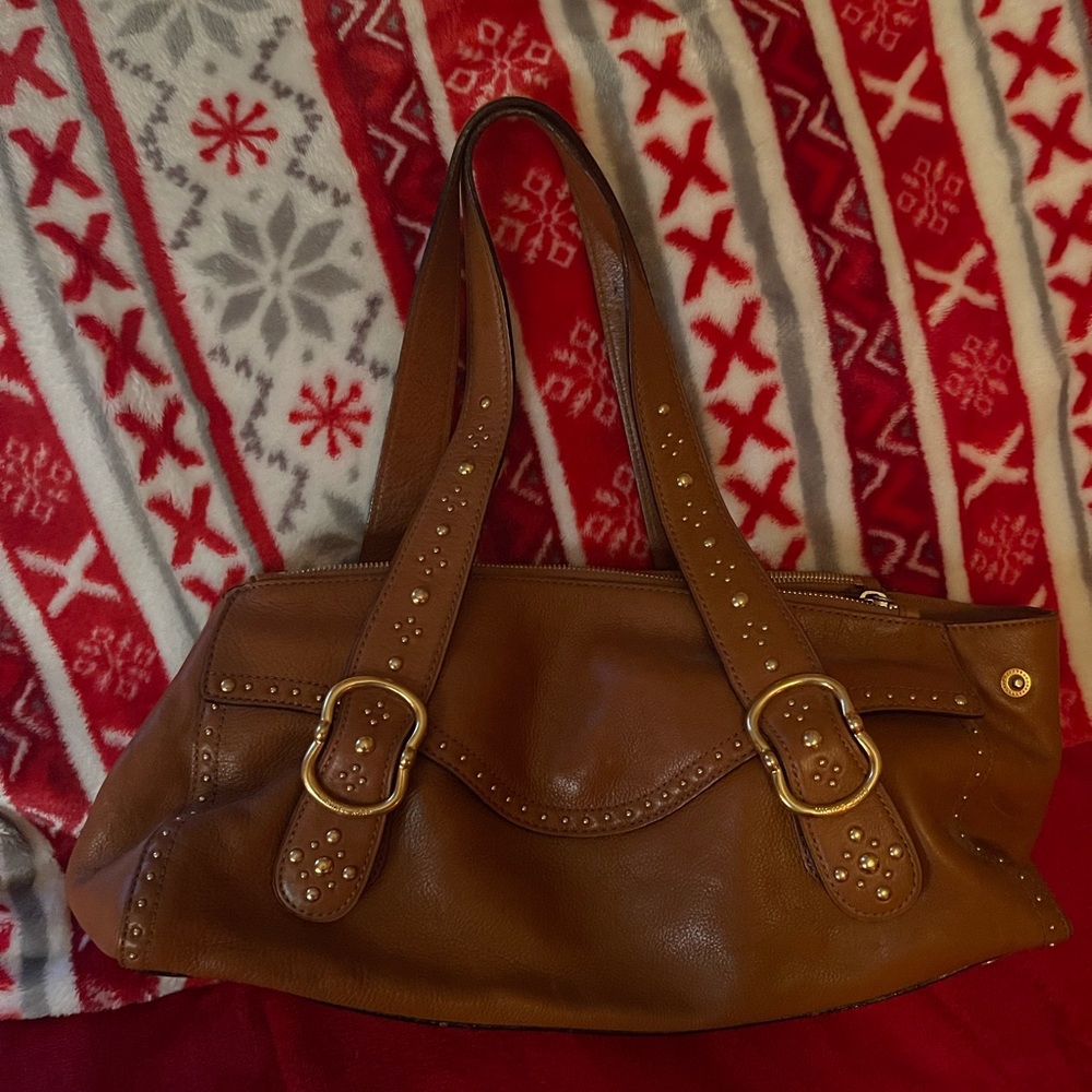 Gently Used Studded Leather Michael Kors Handbag
